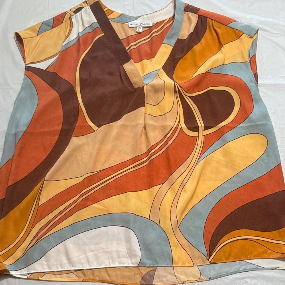 Vibrant Swirl Blouse by Maison d’Amélie size Large